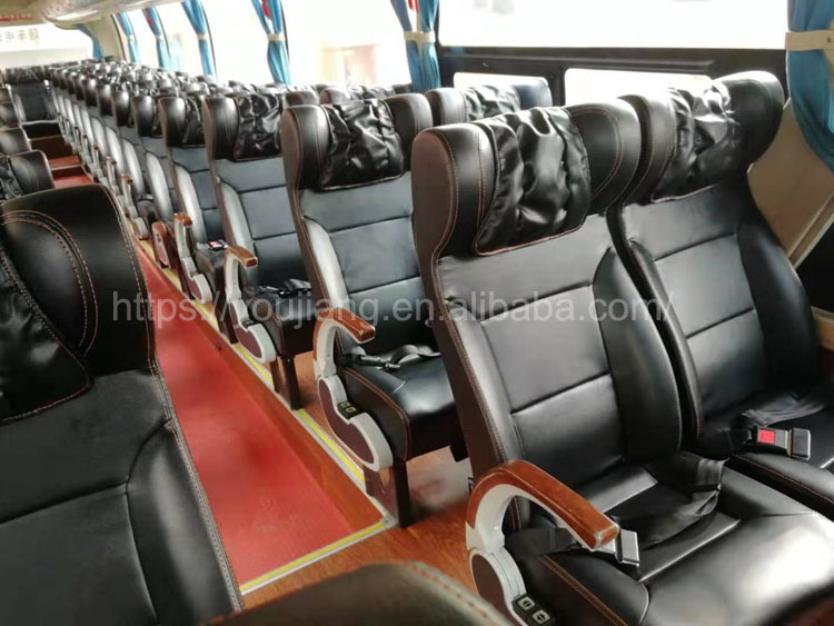 Black leather coach bus seats with soft head pillow