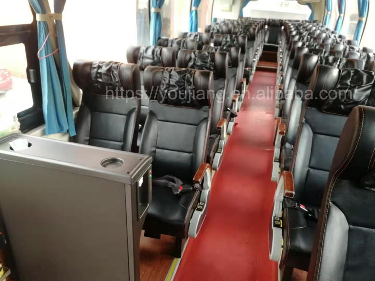 Black leather coach bus seats with soft head pillow