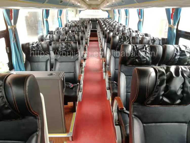 Black leather coach bus seats with soft head pillow