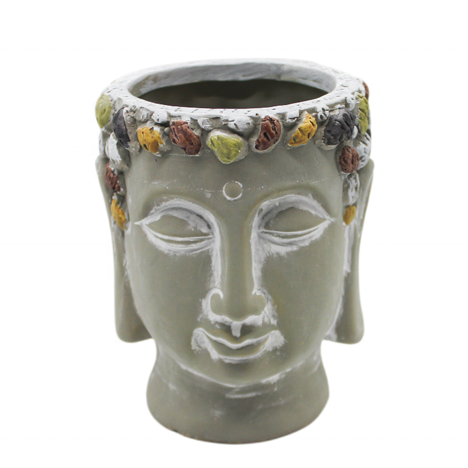 Round wholesales Garden Home Decoration Buddha head Ceramic Flower succulent Plant Pots