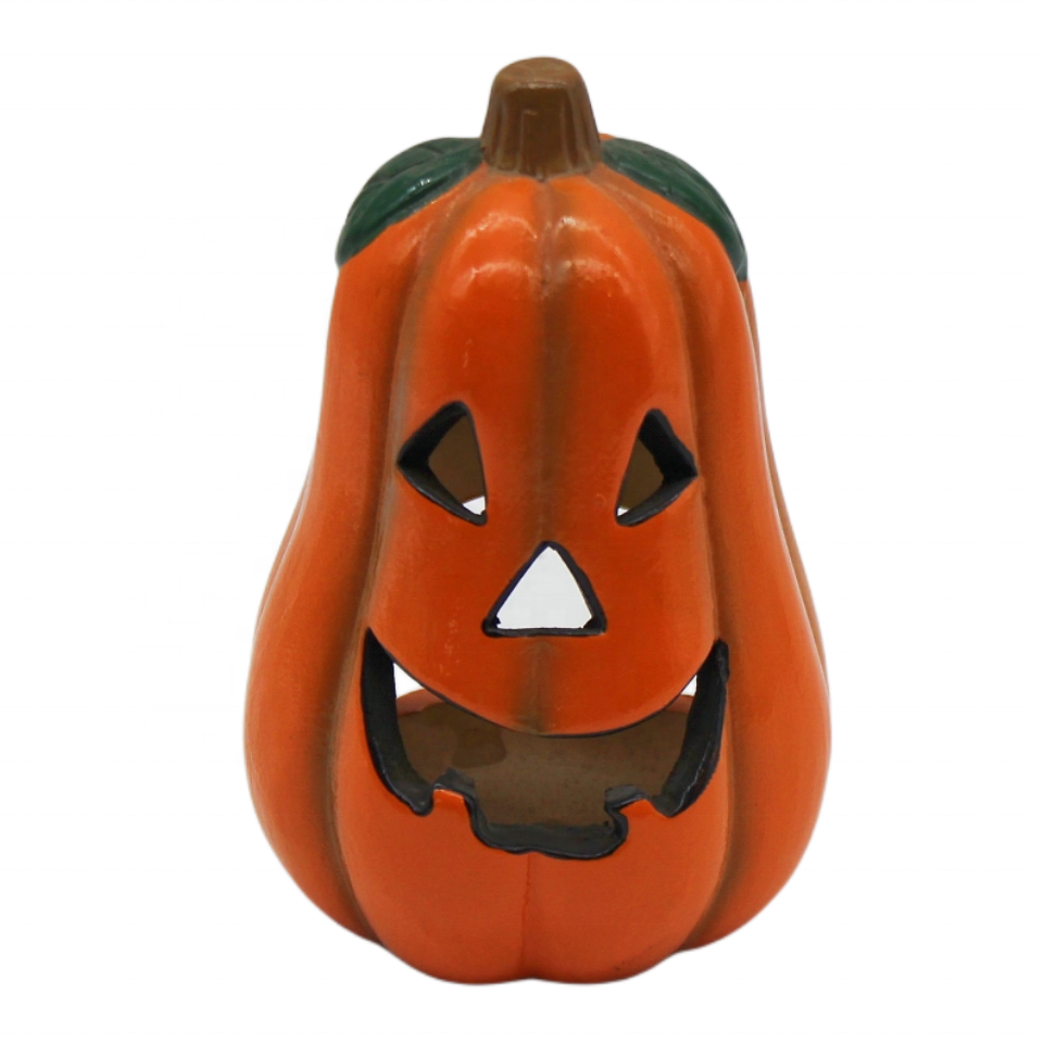 Hand-painted Halloween Party Decoration ceramic pumpkin face candle holders Statue ornament