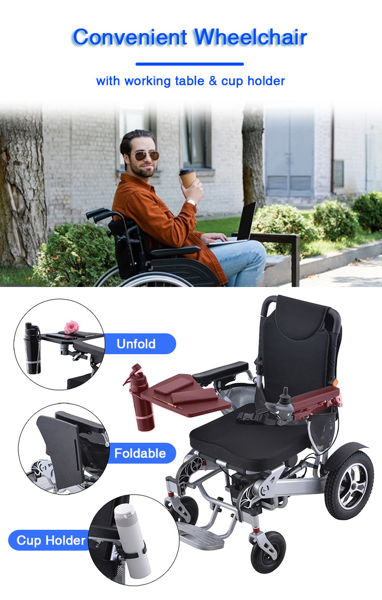 Medical Therapy Supplies Power 500W Automatic Motor Foldable Aluminum Lightweight Handicapped Electric Wheelchair with Umbrella