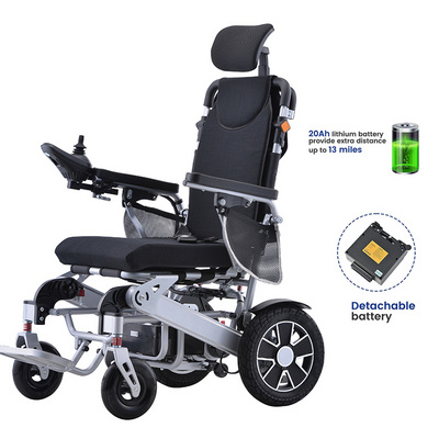 Folding power aluminum alloy light hospital wheelchair can lie on the back with remote control electric wheelchair