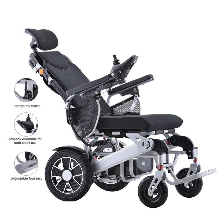 Folding power aluminum alloy light hospital wheelchair can lie on the back with remote control electric wheelchair