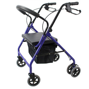 Wholesale the Elderly Folding Steel Shopping Cart Walker Seat Rollator Trolley Walker with Shopping Basket