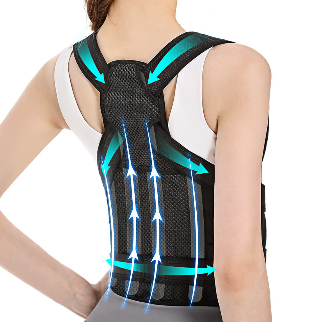 YOUJIETG Customized Men Women Kids Adjustable 4 Stays Support Full Back Lumbar Brace and Back Straight Spine Posture Corrector