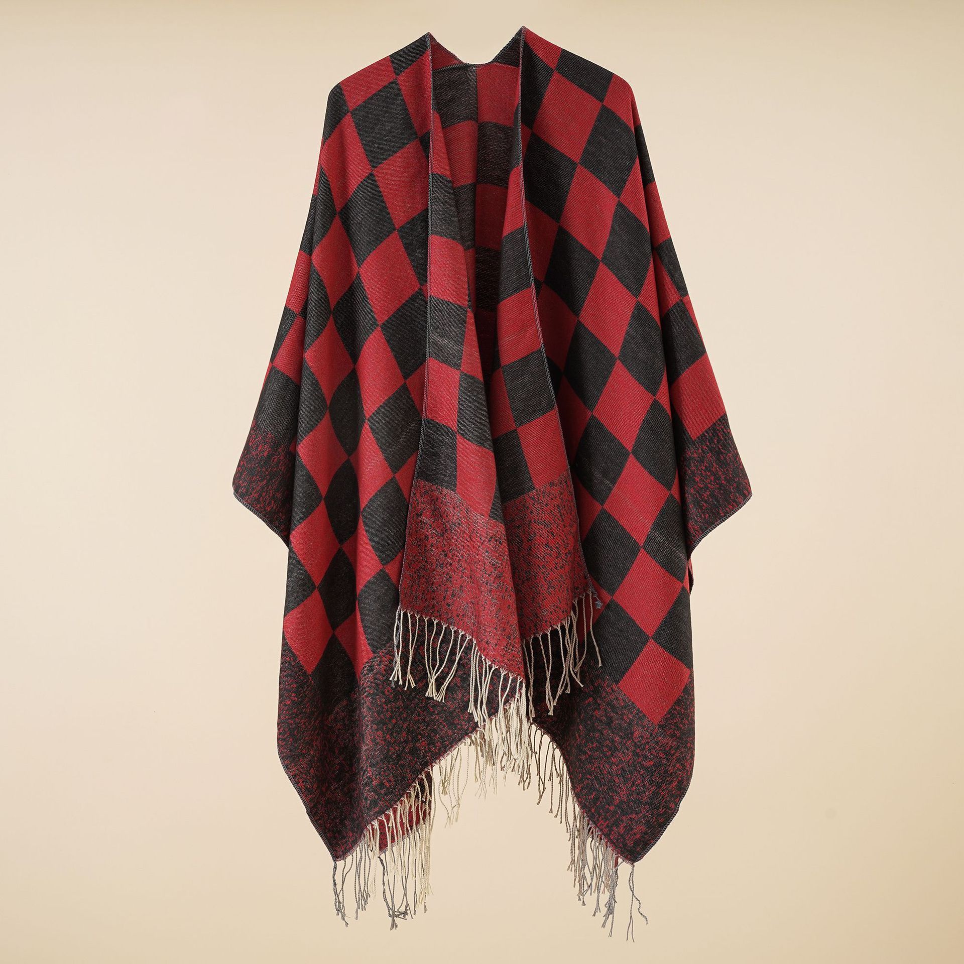 Winter Women Wool Cashmere Shawl Pashmina Cape British Plaid Poncho