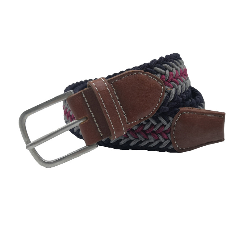 Canvas Elastic Knit Belts Stretch Braided Fabric Belt Weave Pin Buckles Colorful Woven Belts