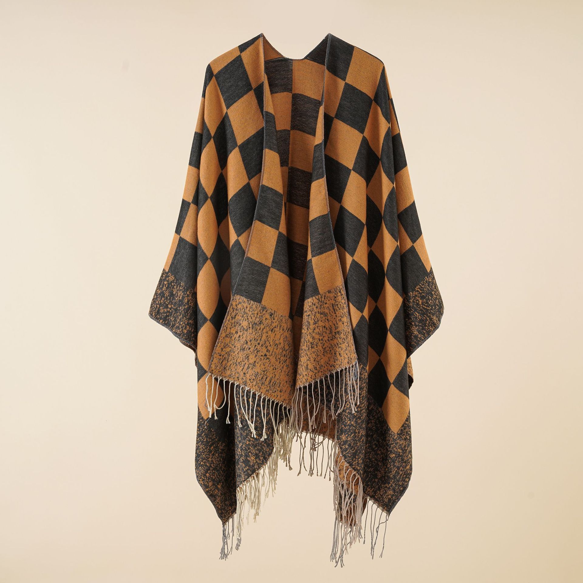 Winter Women Wool Cashmere Shawl Pashmina Cape British Plaid Poncho