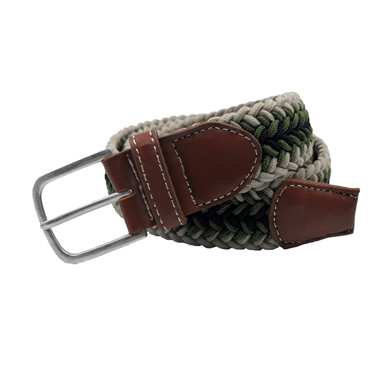 Canvas Elastic Knit Belts Stretch Braided Fabric Belt Weave Pin Buckles Colorful Woven Belts