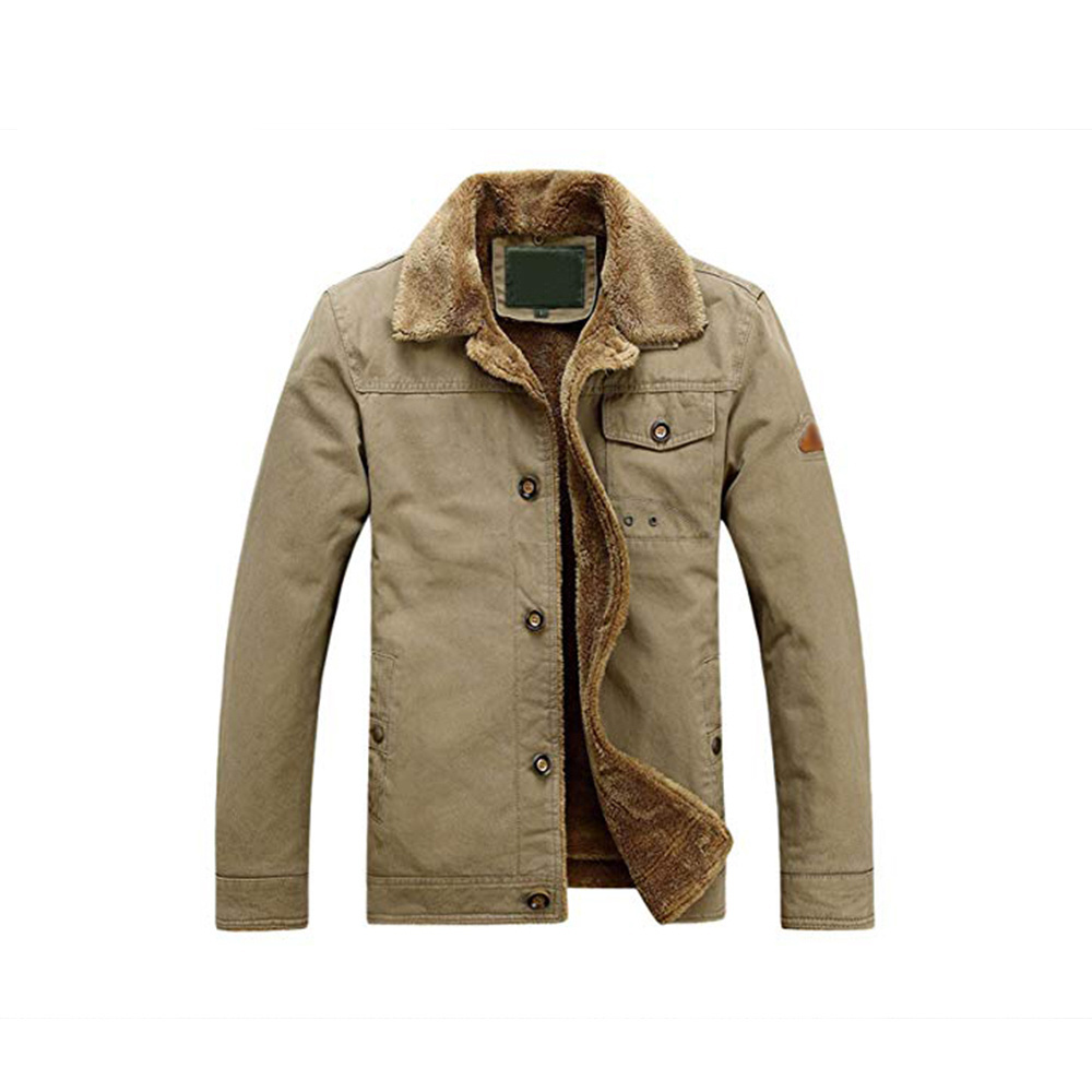 Guangzhou factory winter wear twill warm jacket with fur for man