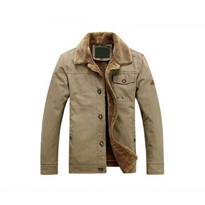 Guangzhou factory winter wear twill warm jacket with fur for man