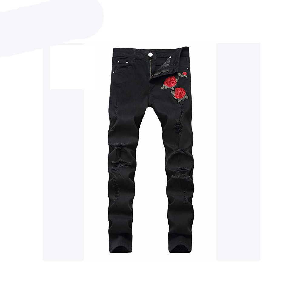 Turkish denim jeans men skinny floral pants for sale/distressed jeans mens