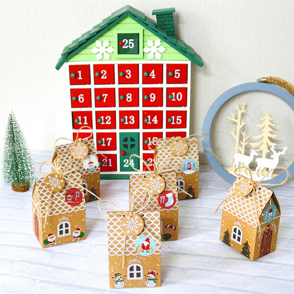 Christmas House Shape Kraft Paper Packaging Boxes Gingerbread House Paper Candy Sweet Cookie Gift Packaging Box for Christmas