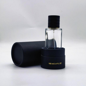 30ml 50ml 100ml  Kraft cardboard Black color perfume glass bottle Paper tube box packaging