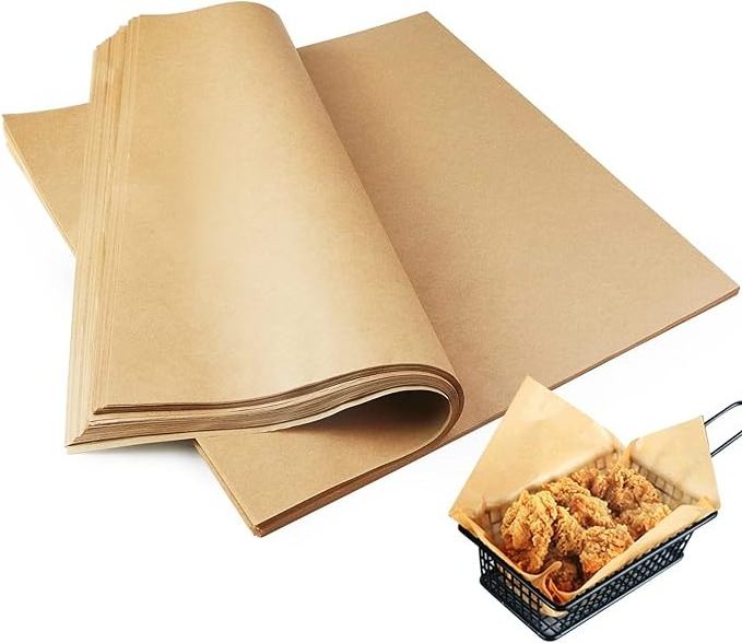 Oil Water Proof Brown Waxed Deli Fast Food Wrapping Baking Tissue Paper Sheets For Sandwich Hamburger Bread Fired Crisps