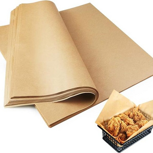 Oil Water Proof Brown Waxed Deli Fast Food Wrapping Baking Tissue Paper Sheets For Sandwich Hamburger Bread Fired Crisps