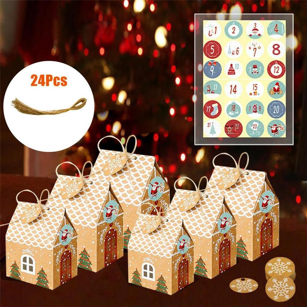 Christmas House Shape Kraft Paper Packaging Boxes Gingerbread House Paper Candy Sweet Cookie Gift Packaging Box for Christmas