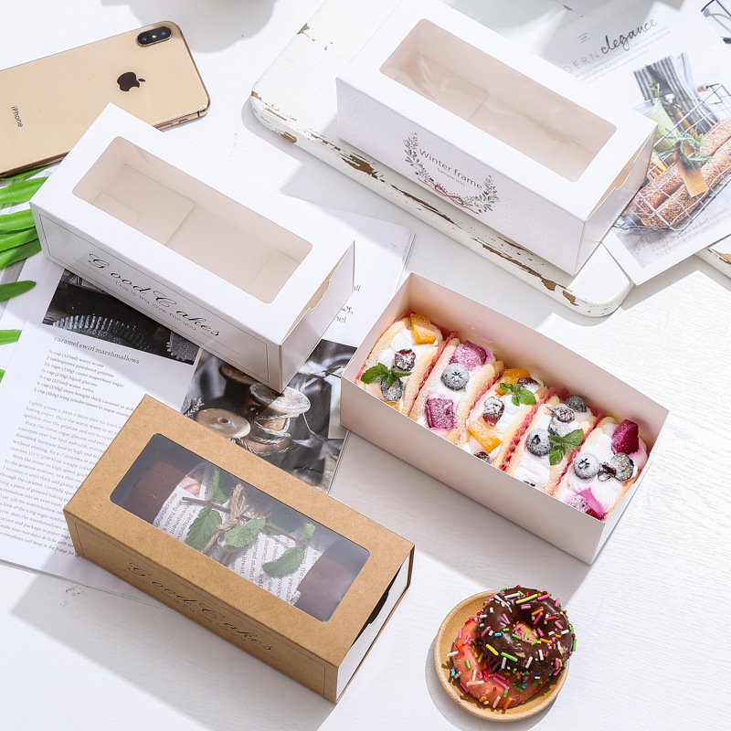 Custom Dessert Treat Bakery White Kraft Paper Boxes Packaging Disposable Take Away Cardboard Food Container Box