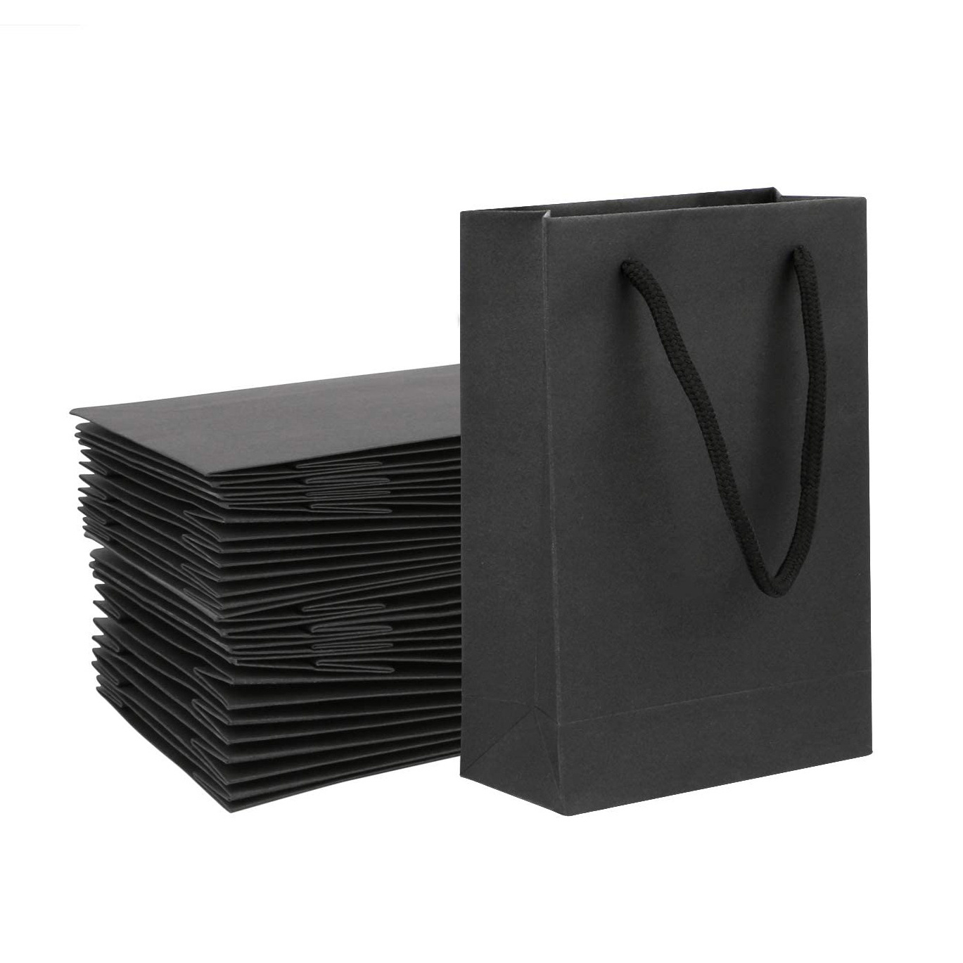 Luxury Black Clothes Gift Paper Bag Custom Made Printed Logo Jewelry Packaging Kraft Shopping Paper Bag With Ribbon Handles