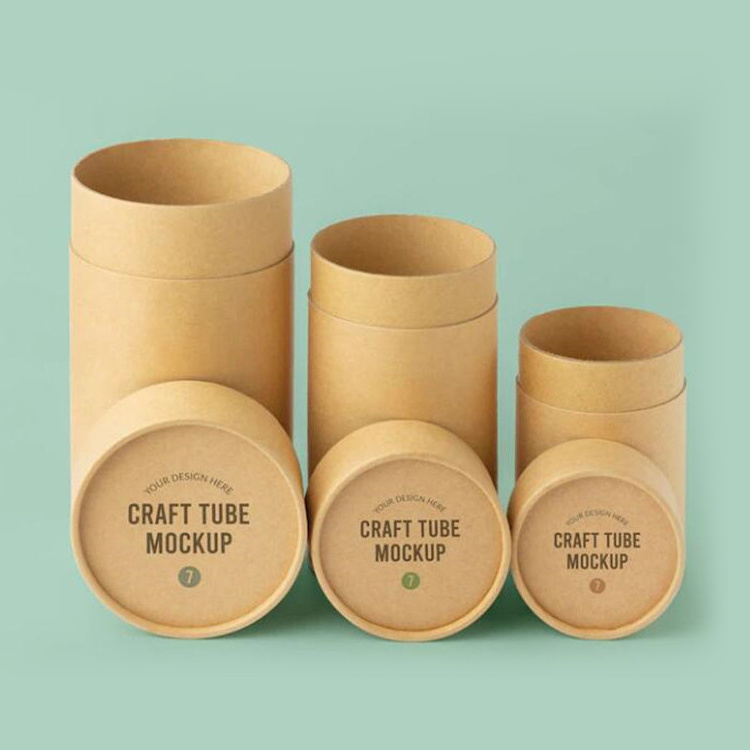 Custom Logo Biodegradable Coffee Tea Cylinder Round Tube Food Grade Cardboard Kraft Paper Tube Packaging Box