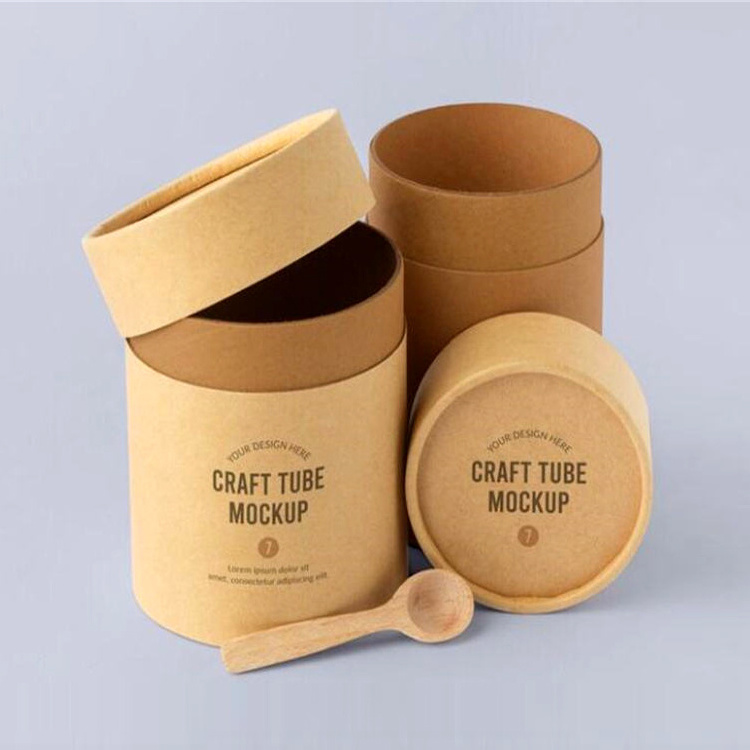 Custom Logo Biodegradable Coffee Tea Cylinder Round Tube Food Grade Cardboard Kraft Paper Tube Packaging Box