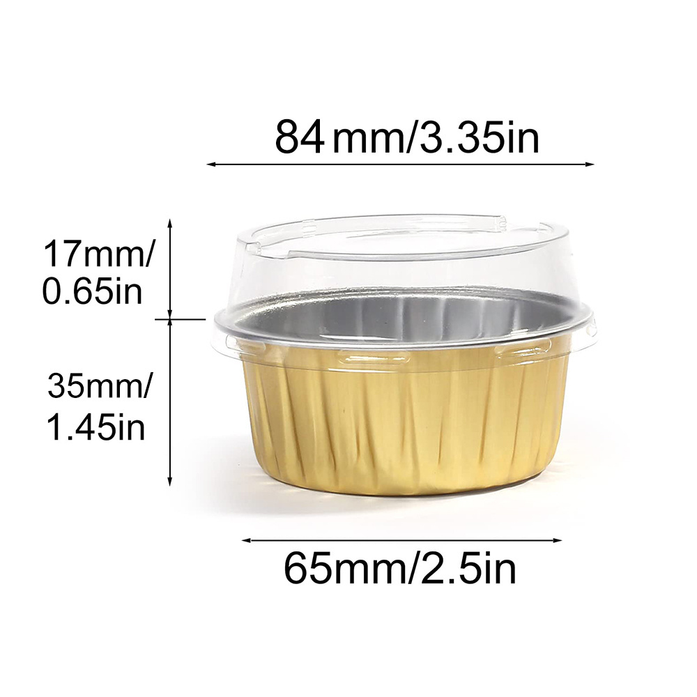 5oz/125ml Mini Aluminum Foil Baking Cupcake Creme Brulee Cupcake Liners Desert  Pans Flan Mold Container with Lid