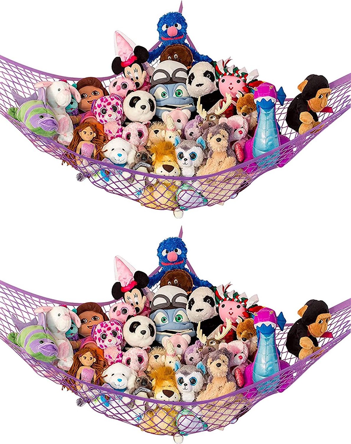 Toy Hammock Organize Easy to Install ,Stuffed Animals and Children's Toys with Mesh Great Decor for baby boy girl gift  (2-Pack)