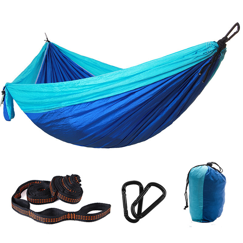 Ultralight Nylon Parachute Camping Hammock Single & Double Portable Hammock with 2 Hanging Straps for Backpacking Travel Beach