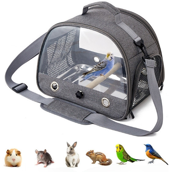 Custom Logo Portable Parrot Carrying Case Bird Travel Bag Lightweight Backpack Transparent Bird Carrier Bag with Stand