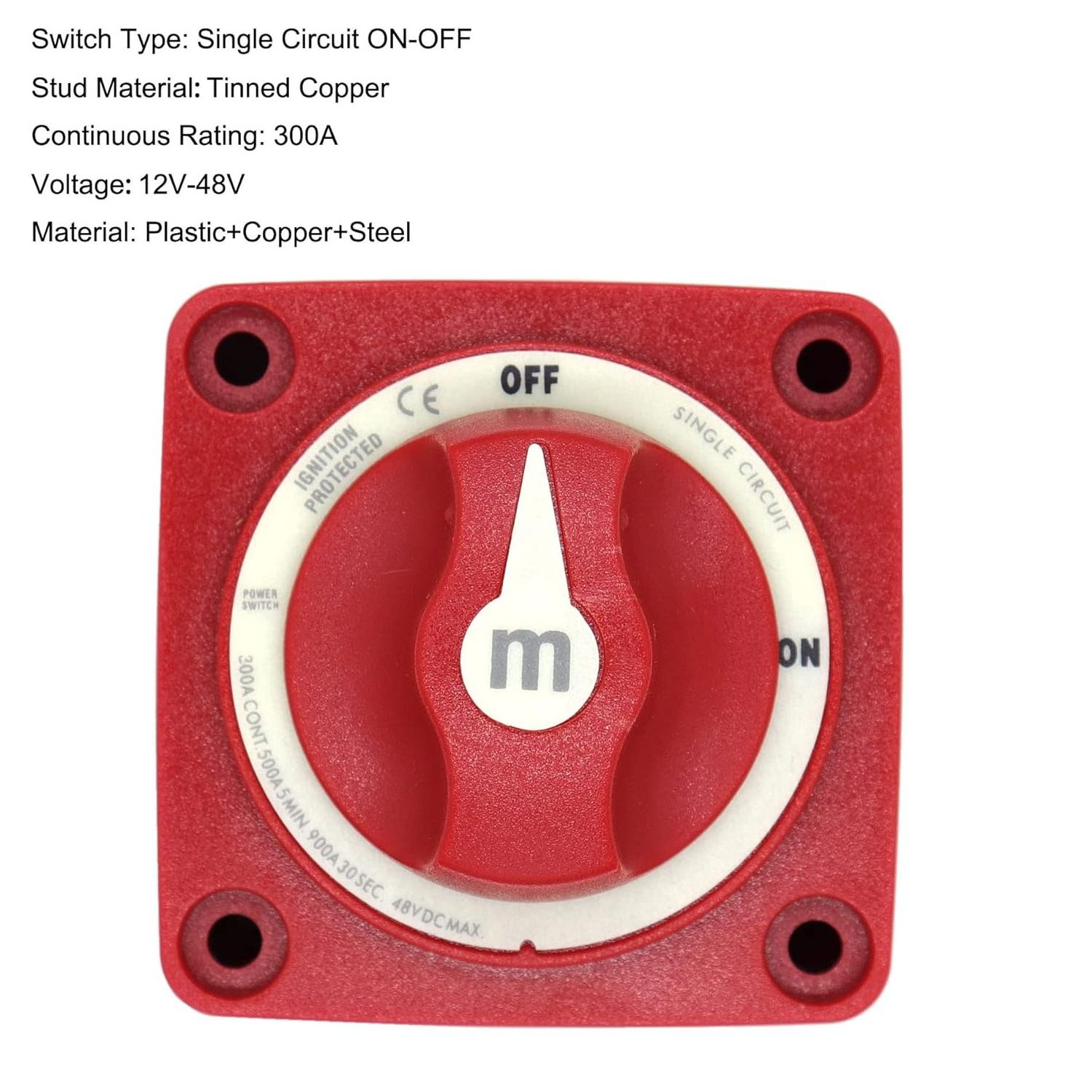 300A Marine Battery Cut Off Switch 12V-48V, M Series Battery Switch ON/Off with Knob Cutoff Switch for RV, Marine