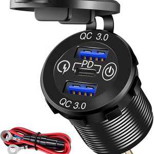 12V Marine Outlet Socket Cigarette Lighter Socket with PD Type C 3.0 & QC 3.0 USB Charger Power Outlet