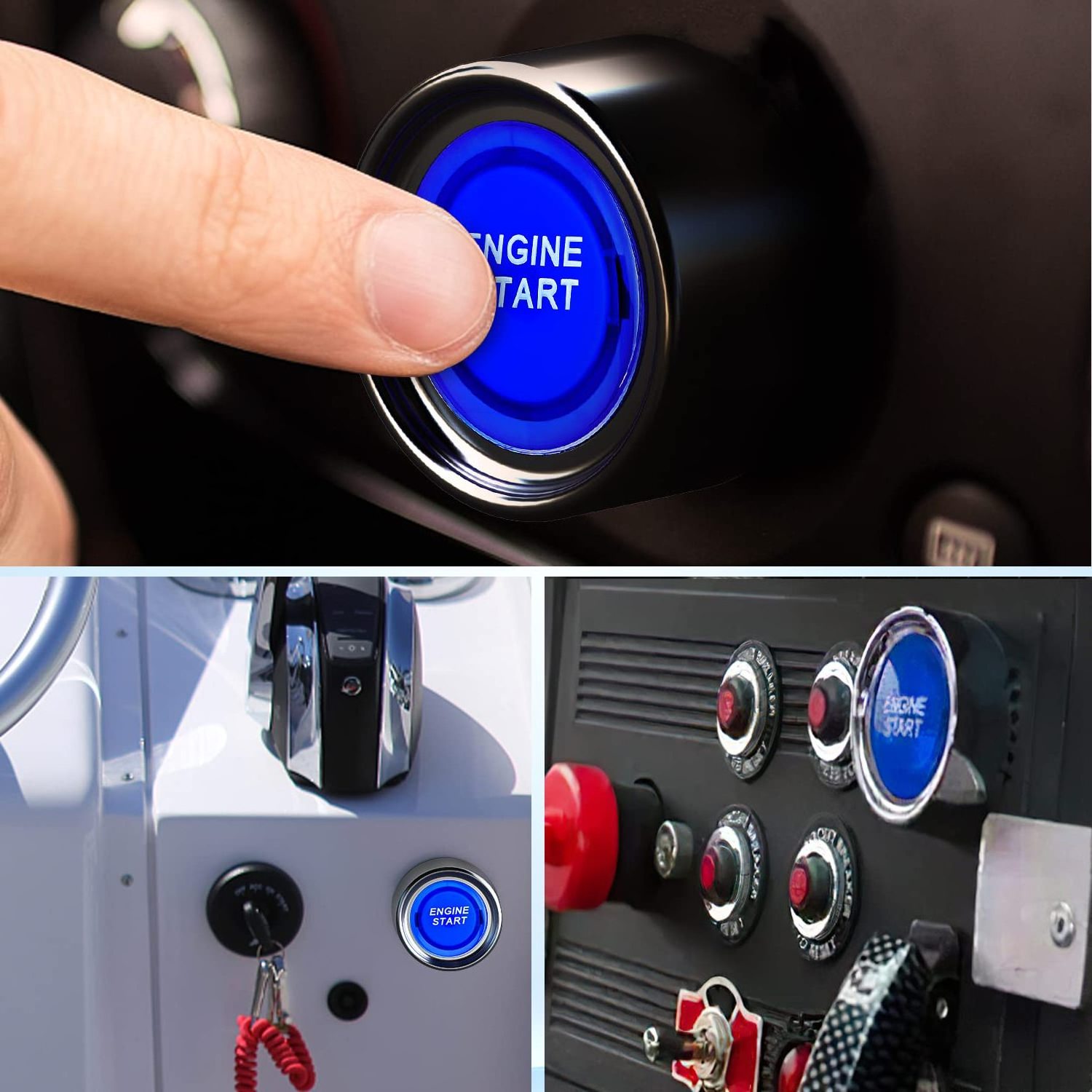 Start Engine Button 12V DC on Off Momentary Switch Car Start Engine Button Stater Push Start Ignition Switch for Racing Cars