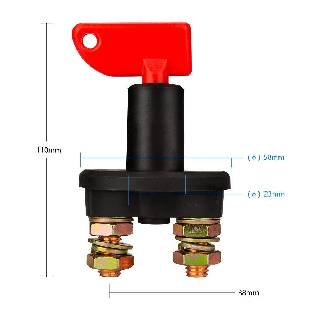 Battery Switch Disconnect 12v 200A Cut Off RV Battery Isolator Switch with 2 Keys for RV Ship Boat Small Yacht Camper Truck