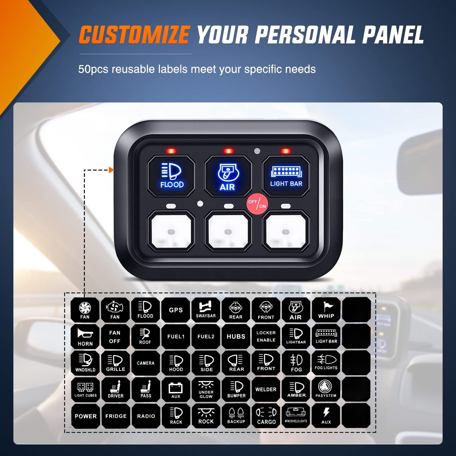 6 Gang Switch Panel Universal Circuit Control Relay System Box with Automatic Dimmable On-Off LED Switch Pod Touch Switch Box fo