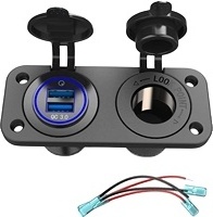 12V Marine Outlet Socket Cigarette Lighter Socket with PD Type C 3.0 & QC 3.0 USB Charger Power Outlet