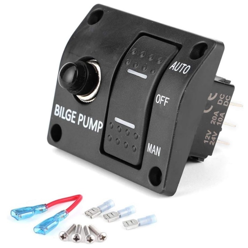 3-Way Bilge Pump Switch Panel Marine Bilge Pump Switch 3-Way Panel