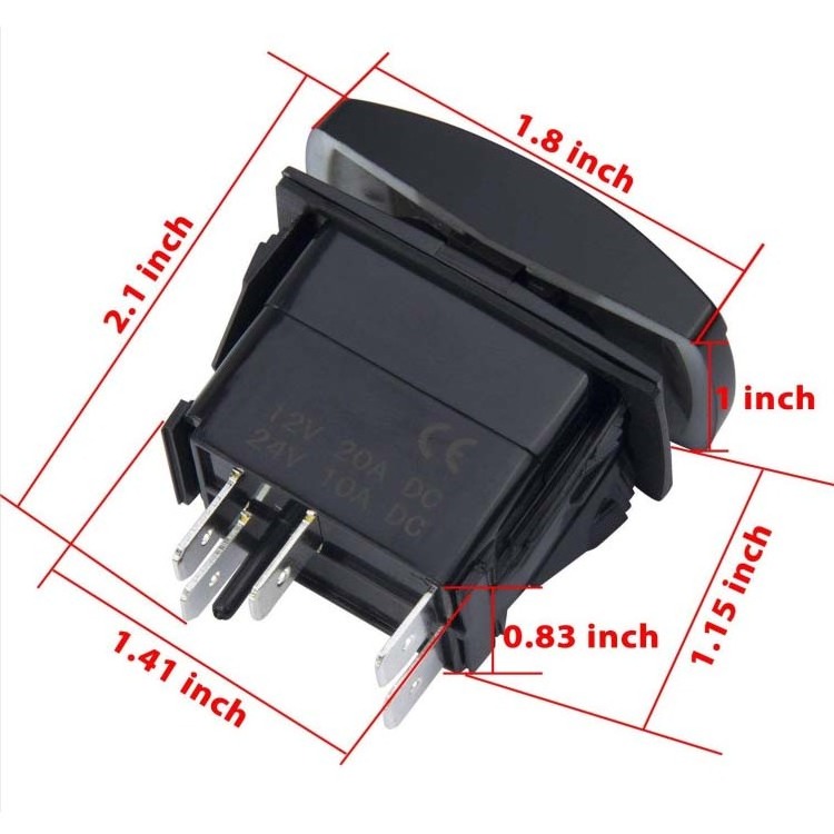 Car Boat LED POD Lights Rocker Switch 5Pin Laser SPST On/Off LED Light 20A/12V 10A/24V Switch