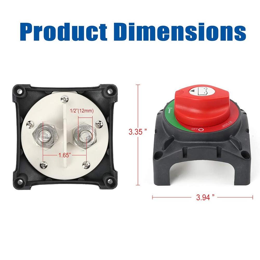 High Current Battery Disconnect Switch, On-Off 600A Continuous Battery Master Switch 12V-48V Battery Kill Isolator Switch