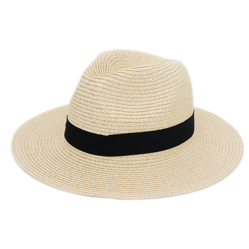 Hf summer woman sun protection breathable  foldable wide brim panama straw hat for beech holiday seaside