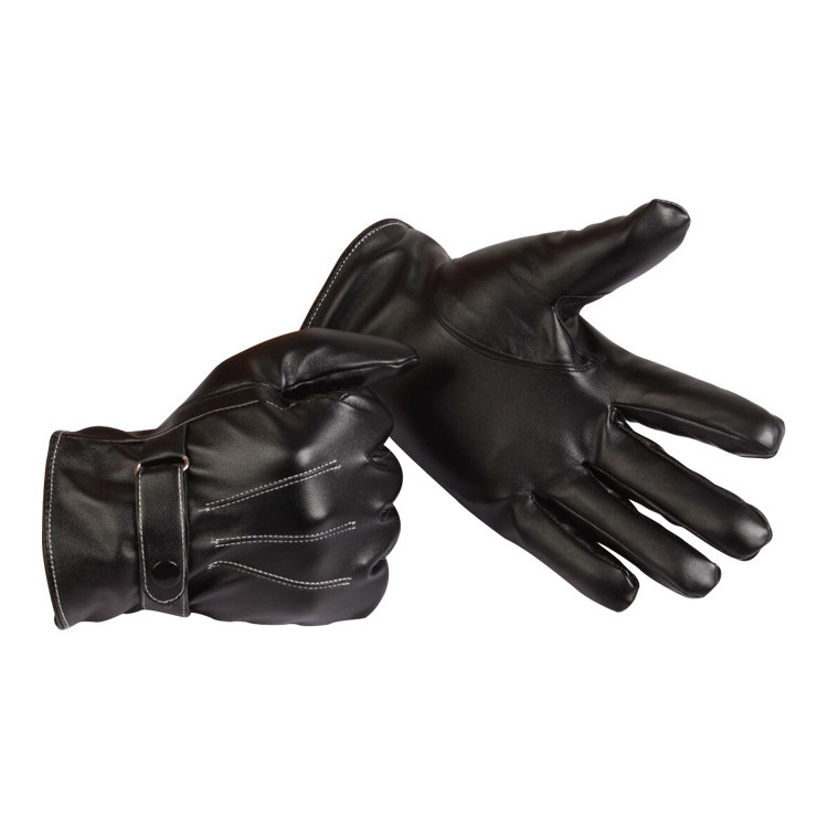 Winter cashmere warm three lines plus outdoor sports cycling touch screen full finger leather gloves for men