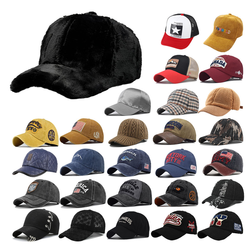 Multiple styles outdoor men women simple solid color adjustable fur letter embroidered mesh patch sport baseball cap