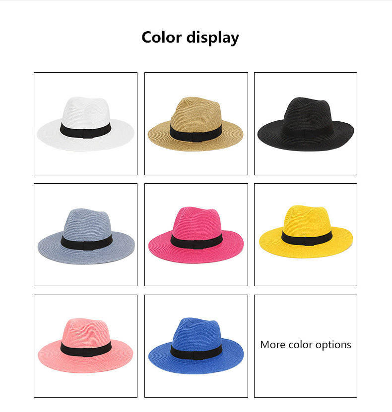 Hf summer woman sun protection breathable  foldable wide brim panama straw hat for beech holiday seaside