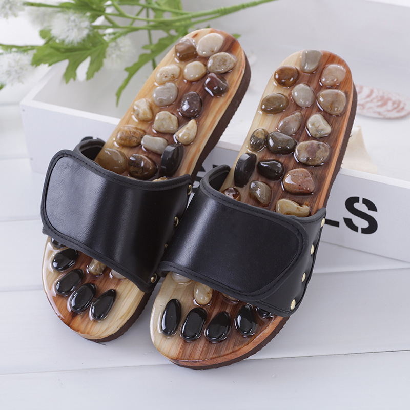 Summer pebble stone acupressure feet massage slipper for men women