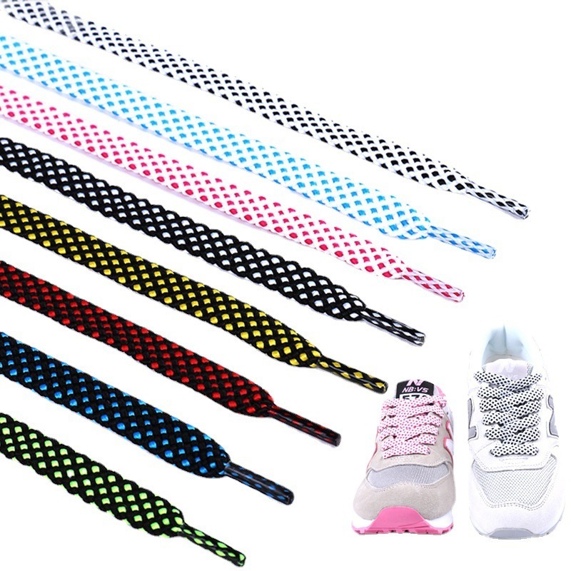 HF 8mm new Double track shoelace Flat canvas shoelace basketball black white shoelaces