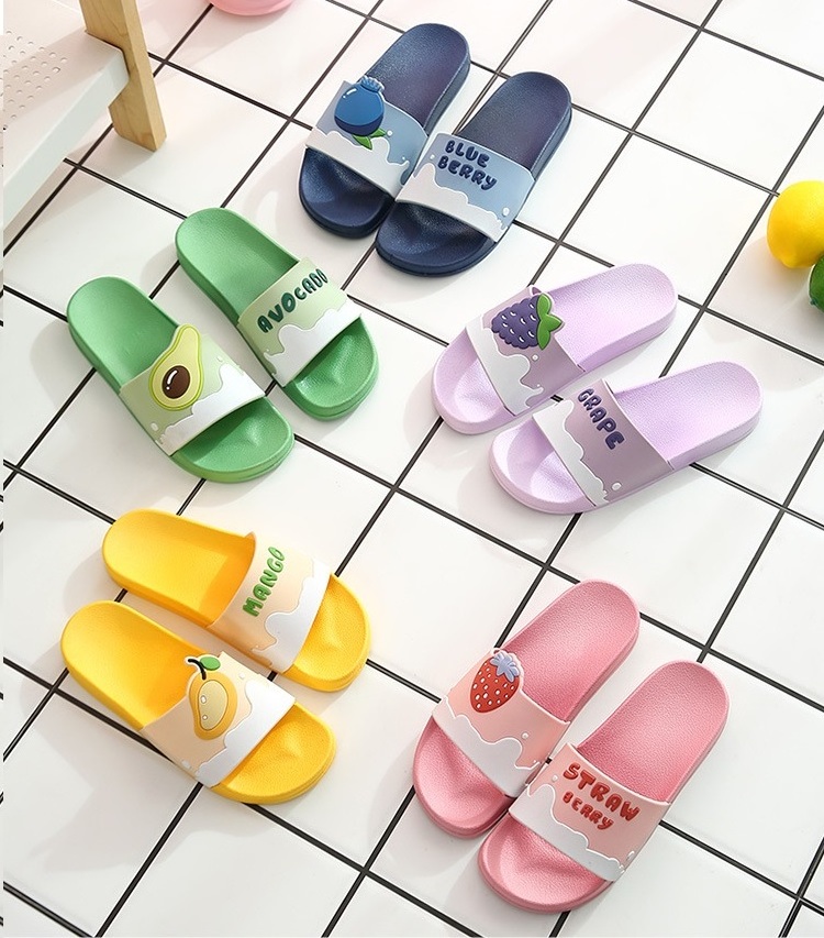 New summer cute cartoon fruit slippers indoor bath outside home for wear soft sole non-slip shoes for men and women