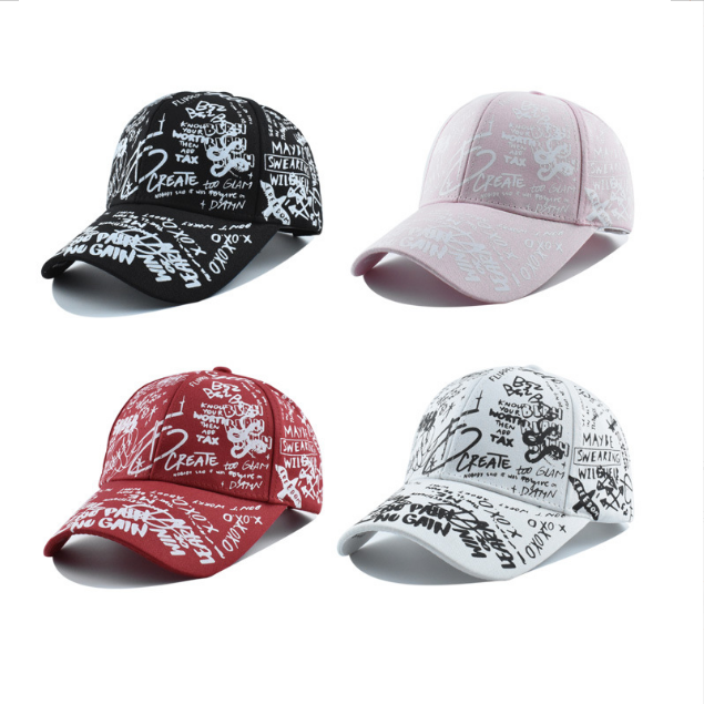 Graffiti print baseball cap fashion personality baseball cap outdoor leisure travel sunshade cap and hat