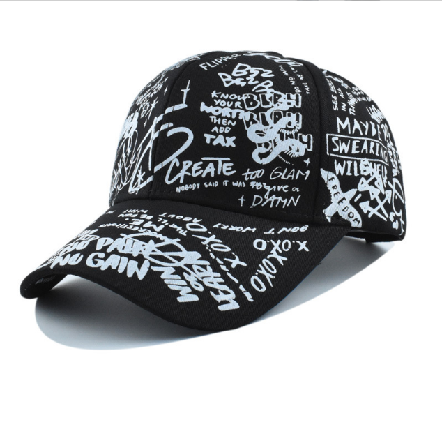 Graffiti print baseball cap fashion personality baseball cap outdoor leisure travel sunshade cap and hat