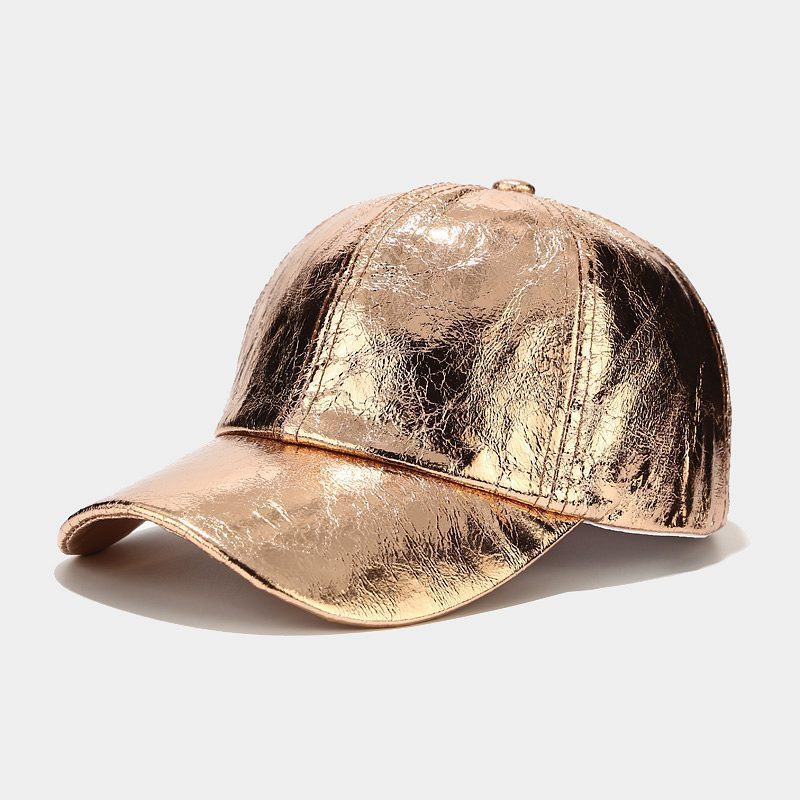 Europe and the United States pleated PU baseball cap men and women street trend colorful laser cap