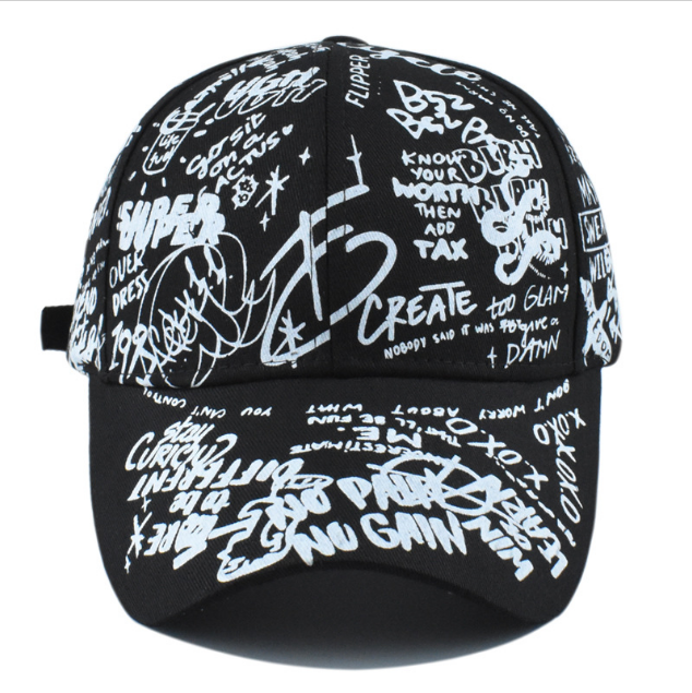 Graffiti print baseball cap fashion personality baseball cap outdoor leisure travel sunshade cap and hat